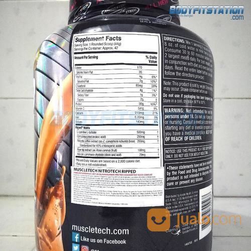 MuscleTech Nitro Tech Ripped 4 Lbs / 4lb 4lbs Fat Fatburn Iso Isolate Lb Loss Nitrotech Susu Whey
