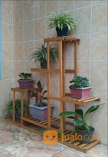 Rak Bunga Kayu Cantik - Rak Kayu Modern - Rak Kayu Minimalis