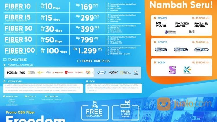 Wifi Cbn Murah Fiber Star Gratis Biaya Pemasangan