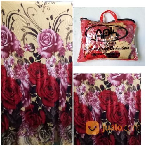 Selimut Bulu Motif Bunga Merah Pink Free Tas