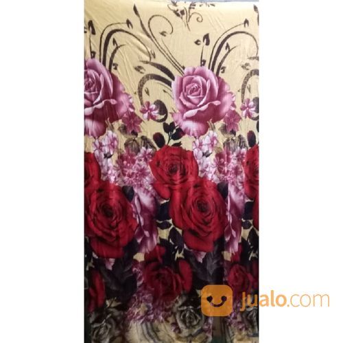 Selimut Bulu Motif Bunga Merah Pink Free Tas