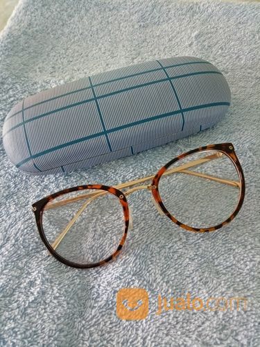 Frame Kacamata Bulat Besi Warna Coklat