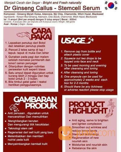 Dr Ginseng Callus - Stemcell Serum, Serum Anti Aging Korea Dengan Ijin BPOM