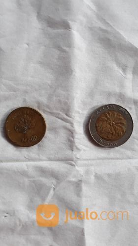 Uang Koin 1000 Kelapa Sawit Tahun 1996 Dan Uang Koin 500 Bunga Melati Tahun 1992