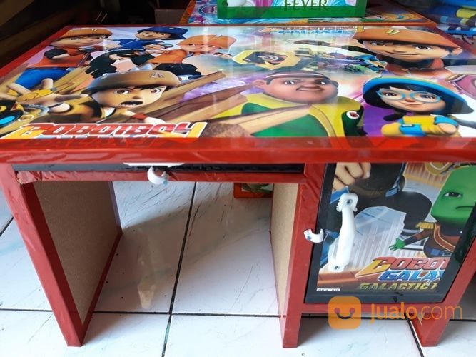 Meja Belajar Tulis Anak Motif Kartun, Ada Laci Slorokan & Tempat Buku