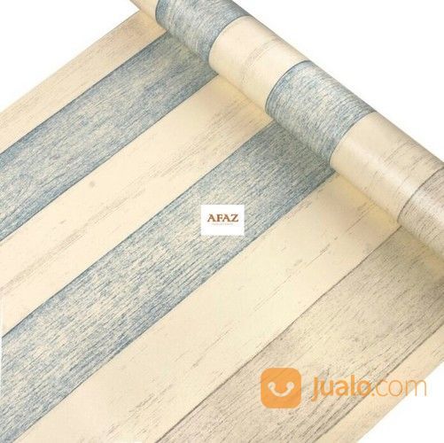 Wallpaper Stiker Dinding Motif Kayu Rustic Kombinasi Blue Cream / Sticker DindingKayu Rustic Vintage