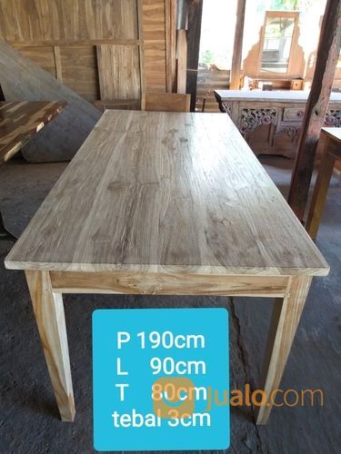Meja Makan Papan Kayu Jati Whitewash