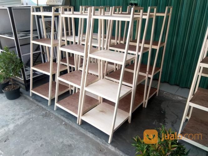 Rak Kayu Legberg Miring Serbaguna 4 Susun