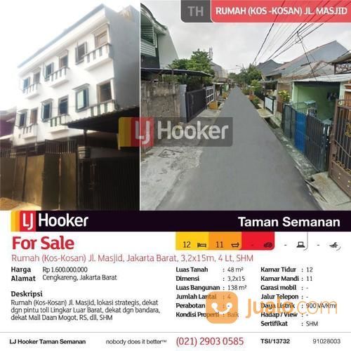 Rumah (Kos-Kosan) Jl. Masjid, Jakarta Barat, 3,2x15m, 4 Lt, SHM