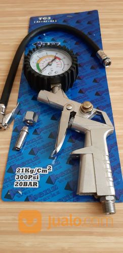 Alat Pompa Isi Angin Ban + Meter Ukur Tekanan Tire Inflating Gun Pressure Gauge Benz 3 Fungsi TG3