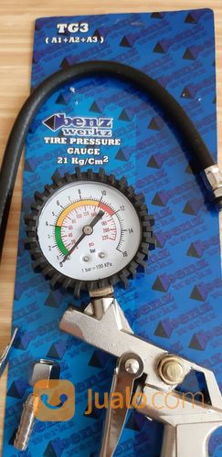 Alat Pompa Isi Angin Ban + Meter Ukur Tekanan Tire Inflating Gun Pressure Gauge Benz 3 Fungsi TG3