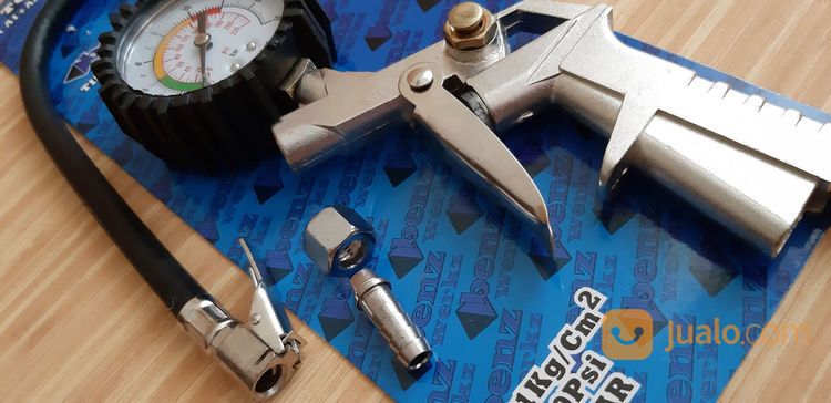 Alat Pompa Isi Angin Ban + Meter Ukur Tekanan Tire Inflating Gun Pressure Gauge Benz 3 Fungsi TG3