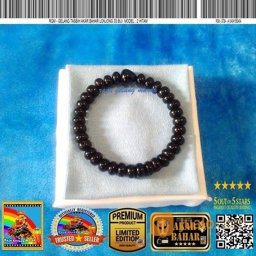 Gelang Tasbih Akar Bahar Lonjong 33 Biji Model 2 Hitam