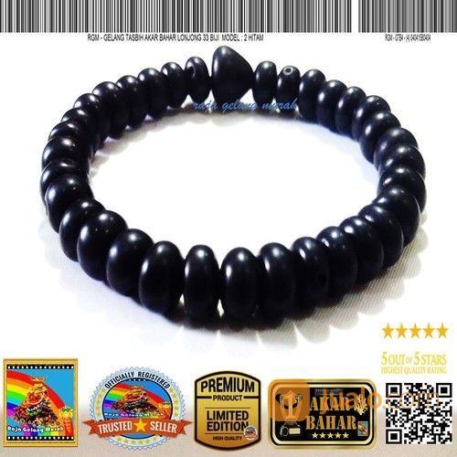 Gelang Tasbih Akar Bahar Lonjong 33 Biji Model 2 Hitam