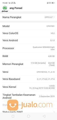 Hp Oppo A7 Ram 4Gb Kondisi 95%