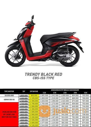 Honda Genio CBS ISS Trendy Black Red Otr Bekasi Bogor
