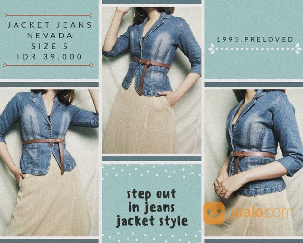 Preloved Baju Outer Jaket Blue Jeand Nevada Retro Vintage Korean Bohemian Summer Tropical Wanita