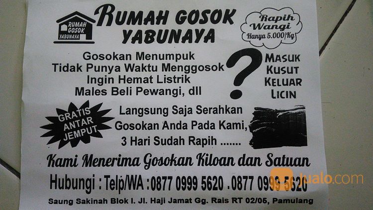 Jasa Setrika/Gosok Kiloan Satuan