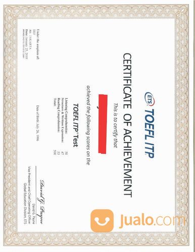 Jasa Pembuatan Toefl. Dll