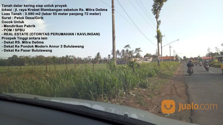 Tanah Pinggir Jalan Raya Krebet Bululawang Malang