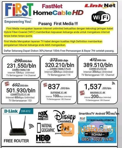 Internet & Tv Channels Berkualitas, Tanpa Batas "FirstMedia"