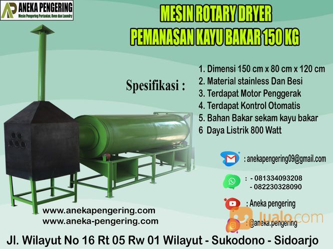 Mesin Pengering Padi / Rotary Dryer Kapasitas 150 Kg Tipe Sekam