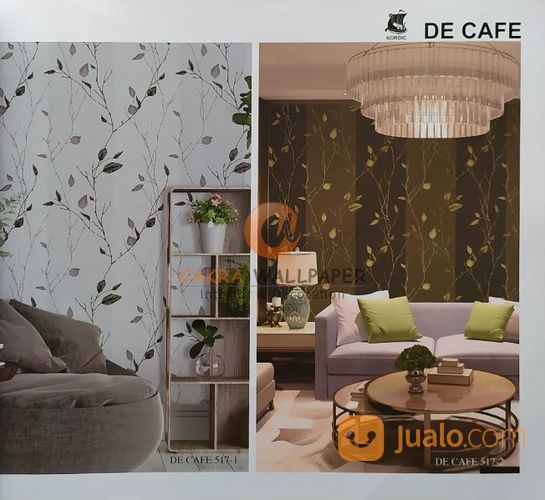 Wallpaper Dinding PREMIUM Motif Daun Salur De Cafe 19