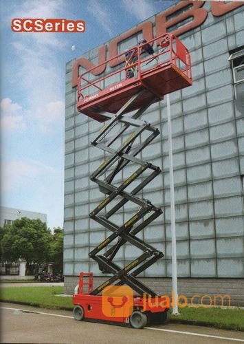 Tangga Hidrolik Model Gunting Scissor Lift Elektrik 12 Meter Hingga 16 Meter