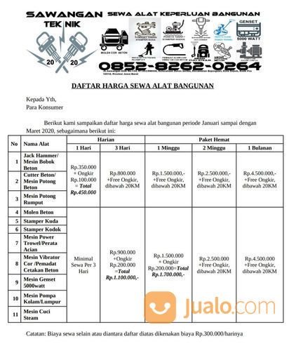 Jasa Sewa Alat Proyek Bangunan