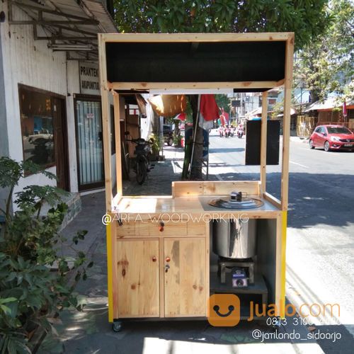 Rombong Booth Gerobak Bakso Kuliner Kayu Semi Kontainer