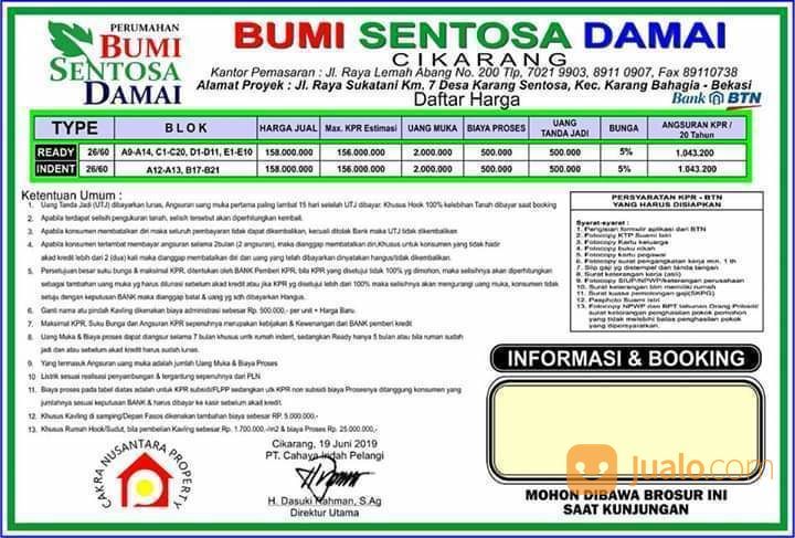 Bumi Sentosa Damai ( BSD) Rumah Subsidi Berkualitas Ready Stok Akses KRL Stasiun CIKARANG