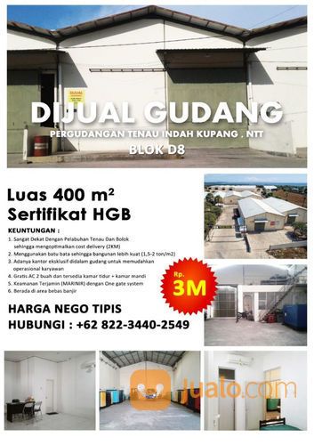 Gudang 400 M2 Pergudangan Tenau Indah, Kupang, NTT
