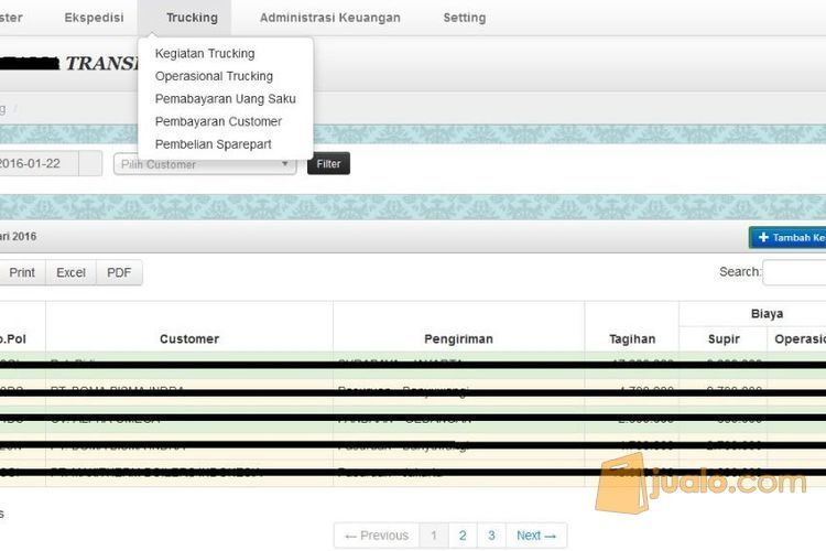 aplikasi software program ekspedisi,carga, logistik, logistick
