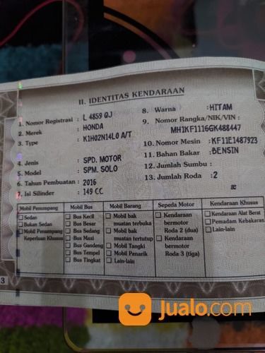 Honda Vario 150 Tahun 2016 Murah Surat Lengkap