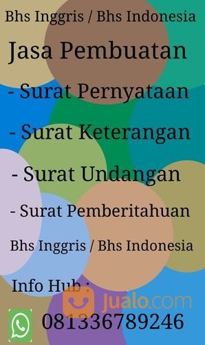 Jasa Pembuatan Surat Keterangan/ Surat Pernyataan Dlm Bhs Inggris/ Bhs Indonesia