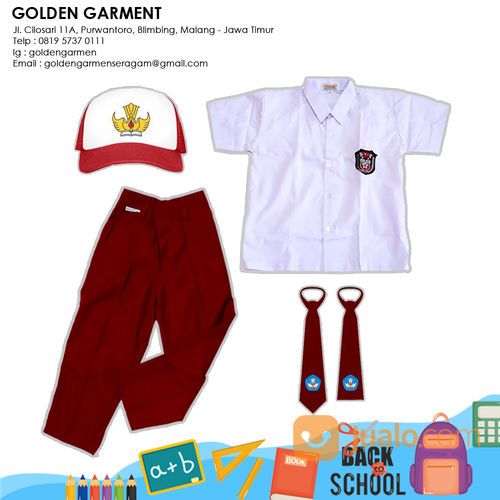 SET SERAGAM SD MERAH PUTIH KELAS 1-6 - GOLDEN SERAGAM GARMEN