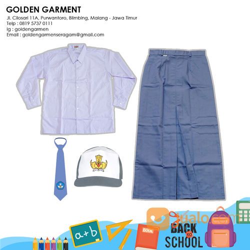 SET SERAGAM SMA SMK PEREMPUAN PUTIH ABU-ABU - GOLDEN GARMEN SERAGAM