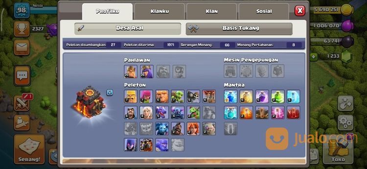 CLASH OF CLANS AKUN COC TH 10 DAN TH 11 MAX