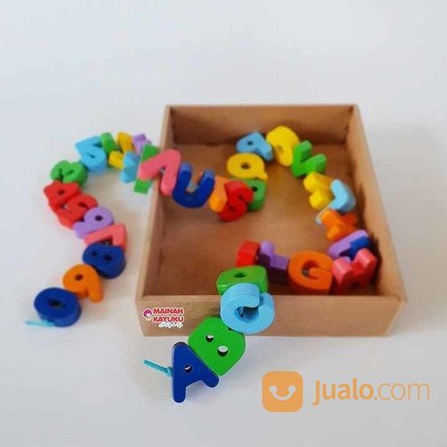 Mainan Meronce Buah Geo Hewan Angka Huruf Transport Kayu Anak PAUD TK