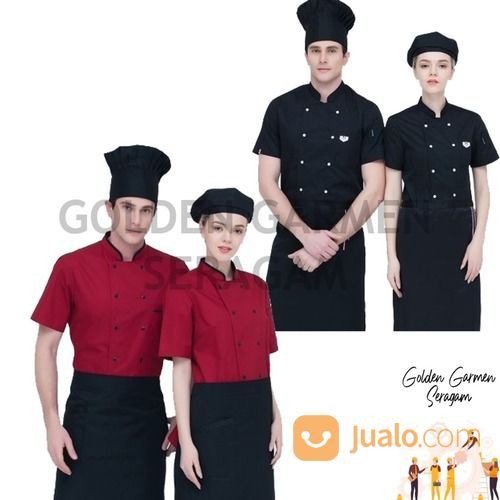 SERAGAM KERJA CHEF BAJU KOKI PELAYAN RESTO CAFE - GOLDEN GARMEN SERAGAM