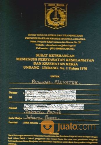 Kepengurusan Surat Izin Layak Operasi Perpanjangan Dan Pembuatan Lift Disnaker