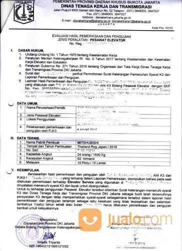 Kepengurusan Surat Izin Layak Operasi Perpanjangan Dan Pembuatan Lift Disnaker