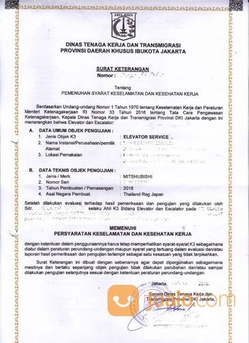 Kepengurusan Surat Izin Layak Operasi Perpanjangan Dan Pembuatan Lift Disnaker