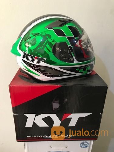 Helm KYT Vendetta 2 Putih Hijau GP Cruise White Green Fluo