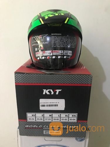 Helm KYT Forever Hitam Hijau Seri 2 Black Green Fluo