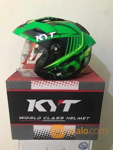 Helm KYT Forever Hitam Hijau Seri 2 Black Green Fluo