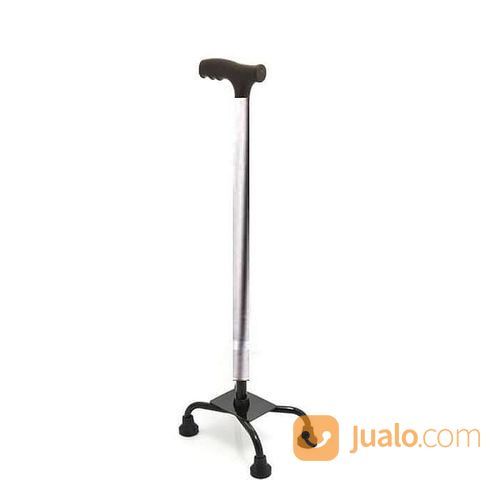 Tongkat 4 Kaki Alat Bantu Jalan Orang Tua Manula Stainless Stroke Patah Tulang Keropos Empat Sudut