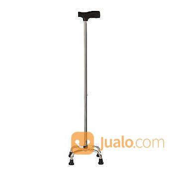Tongkat 4 Kaki Alat Bantu Jalan Orang Tua Manula Stainless Stroke Patah Tulang Keropos Empat Sudut