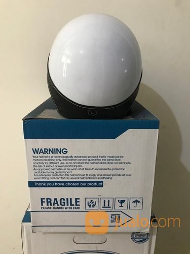 Helm AVA Putih Hitam Fashion White Leather Black