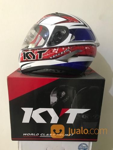 Helm KYT Vendetta 2 Putih Merah Biru Seri 1 Series White Red Blue
